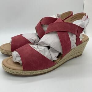 Journee Collection Spencer Espadrille Wedge Sandals Size 11 NIB Rose Suede